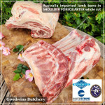 Lamb collar SHOULDER FOREQUARTER BONE-IN frozen CHOPS 1cm 3/8" (price/pack 600g 3-4pcs) brand Wammco / Midfield / WhiteStripe